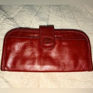 Vintage 80s PAZZO checkbook, coin, purse, wallet, red, cowhide, soft leather
